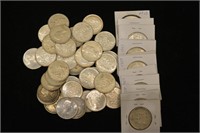 Forty-nine Canadian silver 1/2 dollars