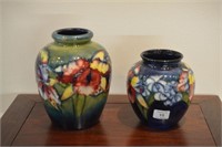 Two Moorcroft Spring Flowers pattern pottery vases