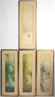 4 Asian Prints on Paper Depicting the Seasons