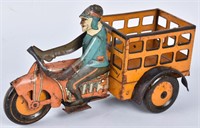 MARX Tin Windup SPEED BOY 4 DELIVERY MOTORCYCLE