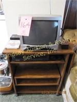 Rollaround cart WITH CONTENTS: tv, antenna,