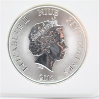 2015 2oz .999 Fine Silver NIUE $5 Coin NGC MS69