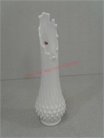white Fenton stretch glass vase
