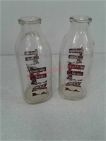 2 vintage Brookridge Farms glass milk bottles