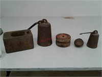 5 various cast iron weights