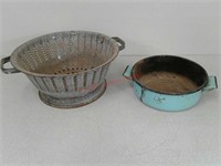 Enamel porcelain colander and Dish / Bowl
