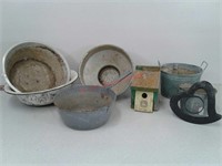 Galvanized and enamel buckets and pans, John