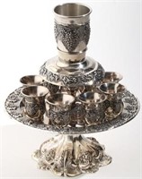 Silver-Plate Judaica Kiddush Wine Fountain
