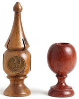 2 Judaica Wooden Spice Towers