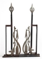 Pair of Black & Silver Art Deco Steel Brackets