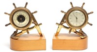 Nautical Barometer & Clock Bookends