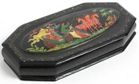 Vintage Russian Hand-Painted Lacquer Box