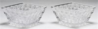 Pair of Tiffany "New Woven" Crystal Square Bowls