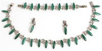 Taxco Mexican Sterling Silver & Malachite Suite