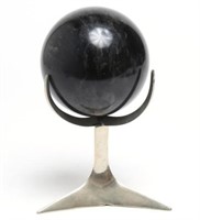 Mid-Century Modern Steel & Black Stone Sculpture