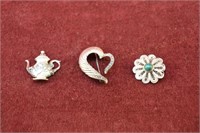 (3) Sterling Silver Brooches