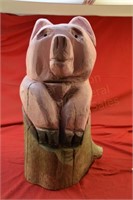 Large Wood Carved Pig