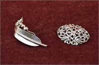 (2) Sterling Silver Brooches