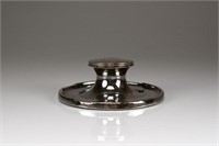 Birmingham silver inkwell with crested top
