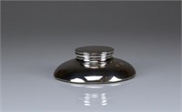 Small bulbous English silver inkwell