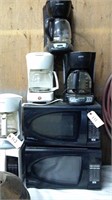 2 Danby Microwaves & 3 Coffee Makers Black &