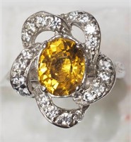 Sterling Silver Citrine (3ct) and Cubic Zirconia