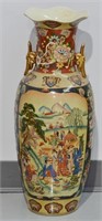 Large Oriental Moriage Porcelian Vase 24" Tall