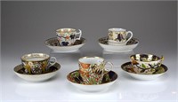 Five late 18th C/early 19th C cups and saucers