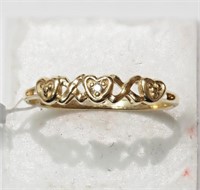 10K Yellow Gold Diamond 3 Heart Ring