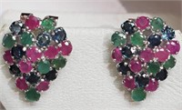 Sterling Silver Ruby, Emerald and Sapphire