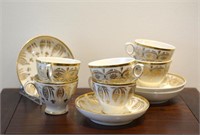 French Empire porcelain cups and saucers
