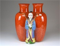 20th C. Japanese decorative porcelain double vase
