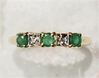 10K Yellow-White Gold Emerald (0.34ct) and