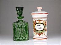 Flashed glass bohemian decanter & apothecary jar