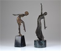 Two Art Deco style bronze figures