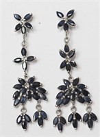 Sterling Silver 57 Sapphires (4.96ct) Floral Style