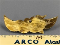 Horn barrette with two birds carved, 4.5"      (2)