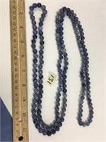 Blue stone bead necklace, 60"        (a 7)