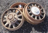 2-Wooden Spoke Wheels, 1 Metal Wheel