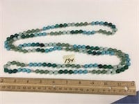 Jade and turquoise bead necklace, 64"        (a 7)