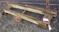 Antique Wooden Cart Frame with Steel Wheels