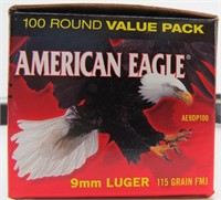 (100) rds AMERICAN EAGLE 9mm Luger Cartridges