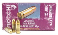 FIOCCHI FMJ 25 Auto/6.35 Browning 50 Cartridges