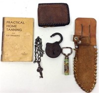 Leather Goods &  Book,  Padlock W/Key & Opener