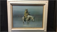 Indian on Horse Original Oil