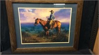 Jack Sorenson Print. Cow Girl On Horse