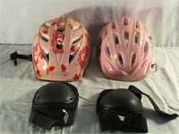 2 youth bike helmets & pads