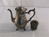 Metal tea pot and dish