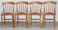4 Upholstered Elm Chairs c1900