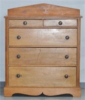 Antique Pine & Basswood 5 Drawer Dresser